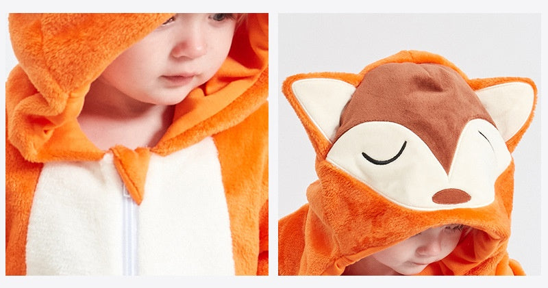 BABY HOODED ROMPER WITH ADORABLE ANIMAL PATTERNS | ANIMABODY™
