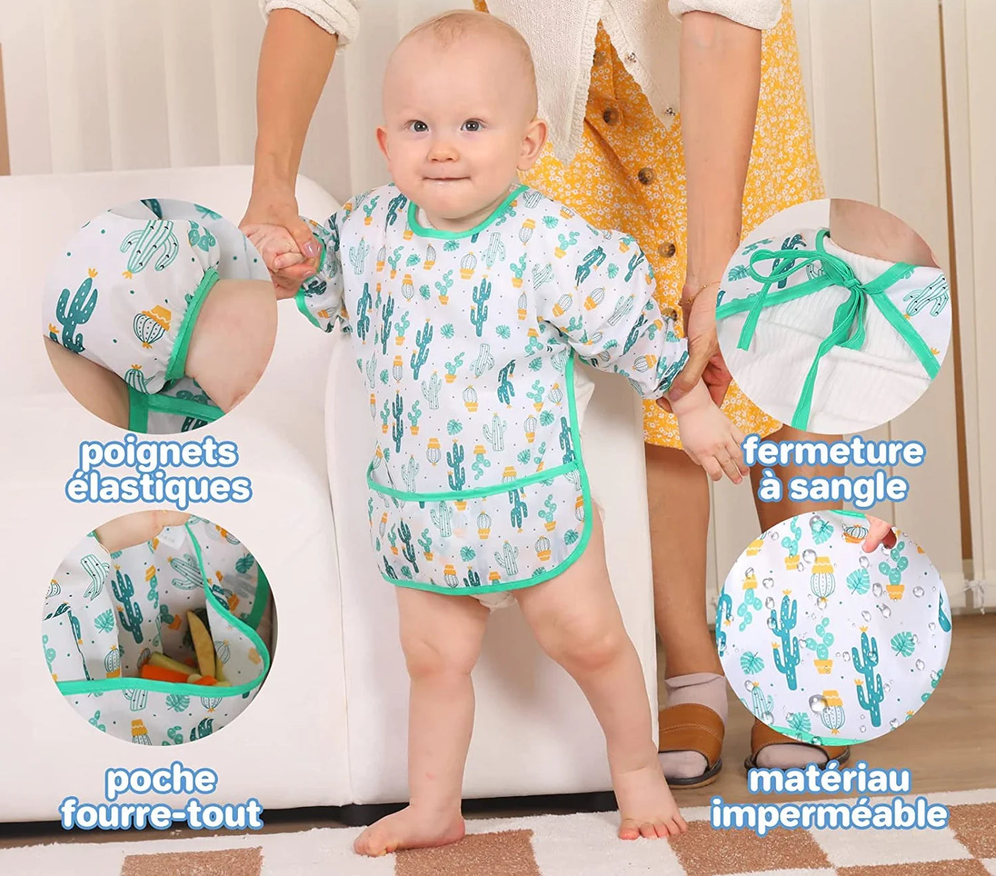 WATERPROOF LONG SLEEVE BABY BIB WITH ADORABLE PATTERNS | KIDPROOF™
