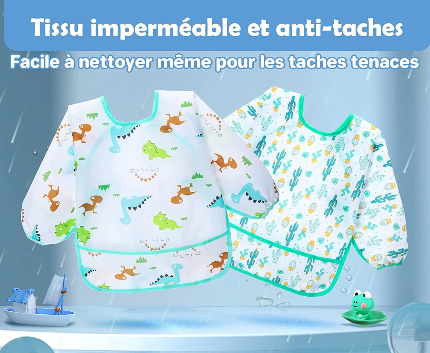 WATERPROOF LONG SLEEVE BABY BIB WITH ADORABLE PATTERNS | KIDPROOF™
