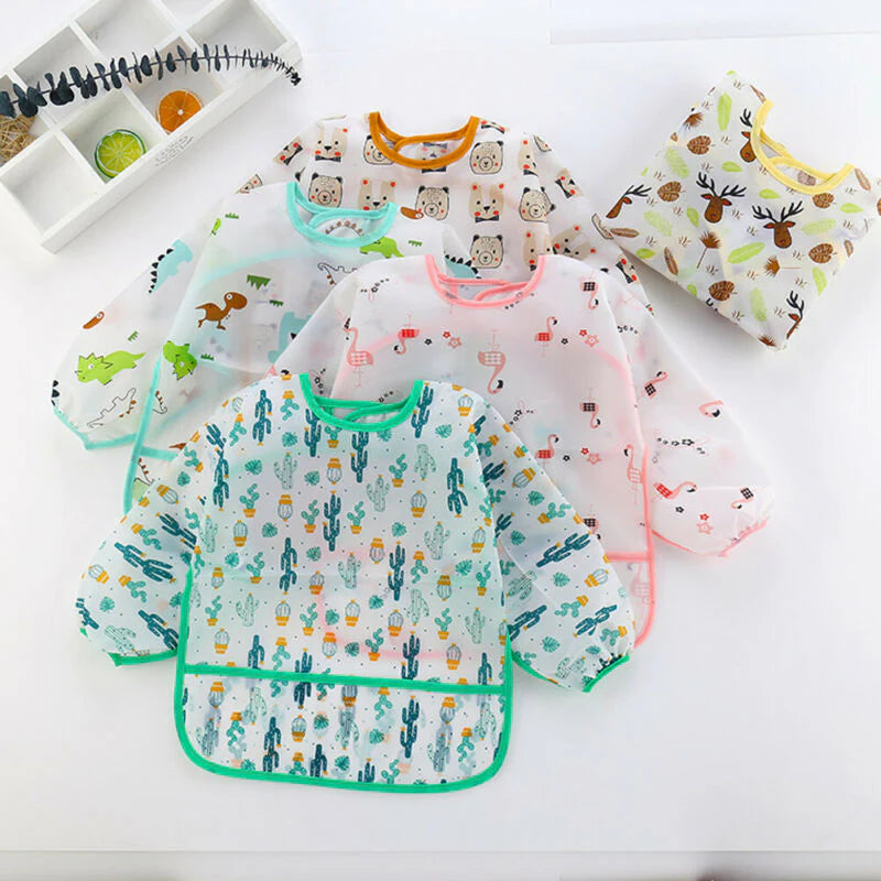 WATERPROOF LONG SLEEVE BABY BIB WITH ADORABLE PATTERNS | KIDPROOF™