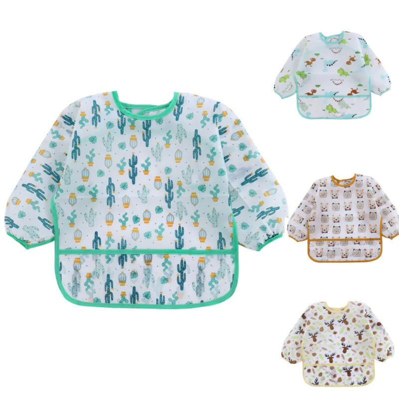 WATERPROOF LONG SLEEVE BABY BIB WITH ADORABLE PATTERNS | KIDPROOF™