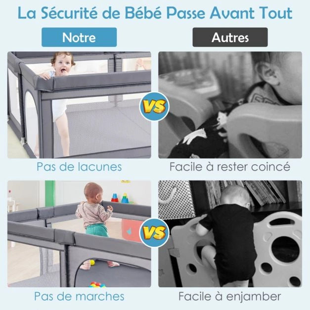 FOLDABLE BABY PLAYPEN WITH REMOVABLE MAT | HAPPYPARK™