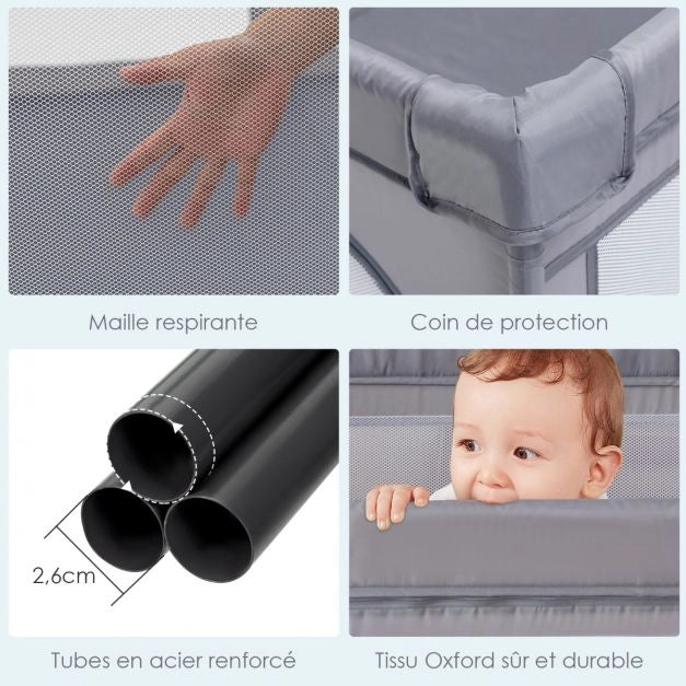 FOLDABLE BABY PLAYPEN WITH REMOVABLE MAT | HAPPYPARK™