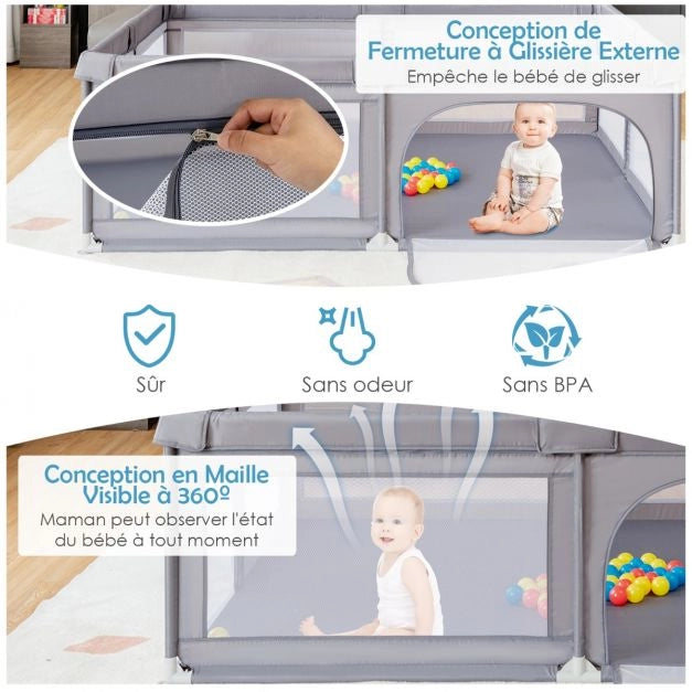 FOLDABLE BABY PLAYPEN WITH REMOVABLE MAT | HAPPYPARK™