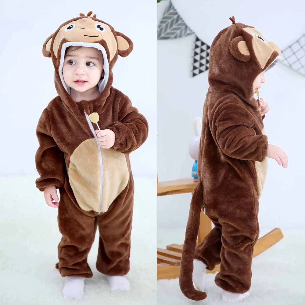 BABY HOODED ROMPER WITH ADORABLE ANIMAL