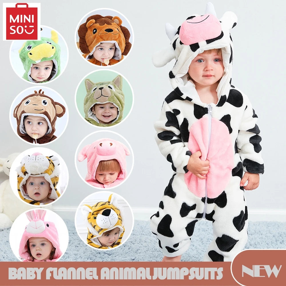 BABY HOODED ROMPER WITH ADORABLE ANIMAL