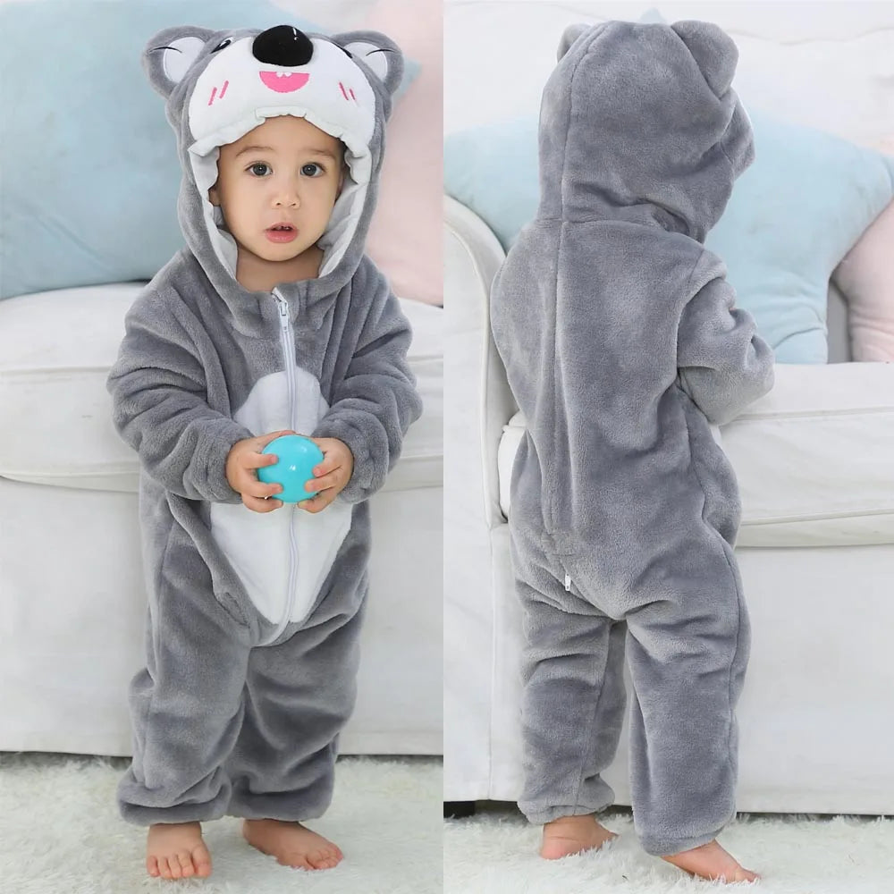 BABY HOODED ROMPER WITH ADORABLE ANIMAL