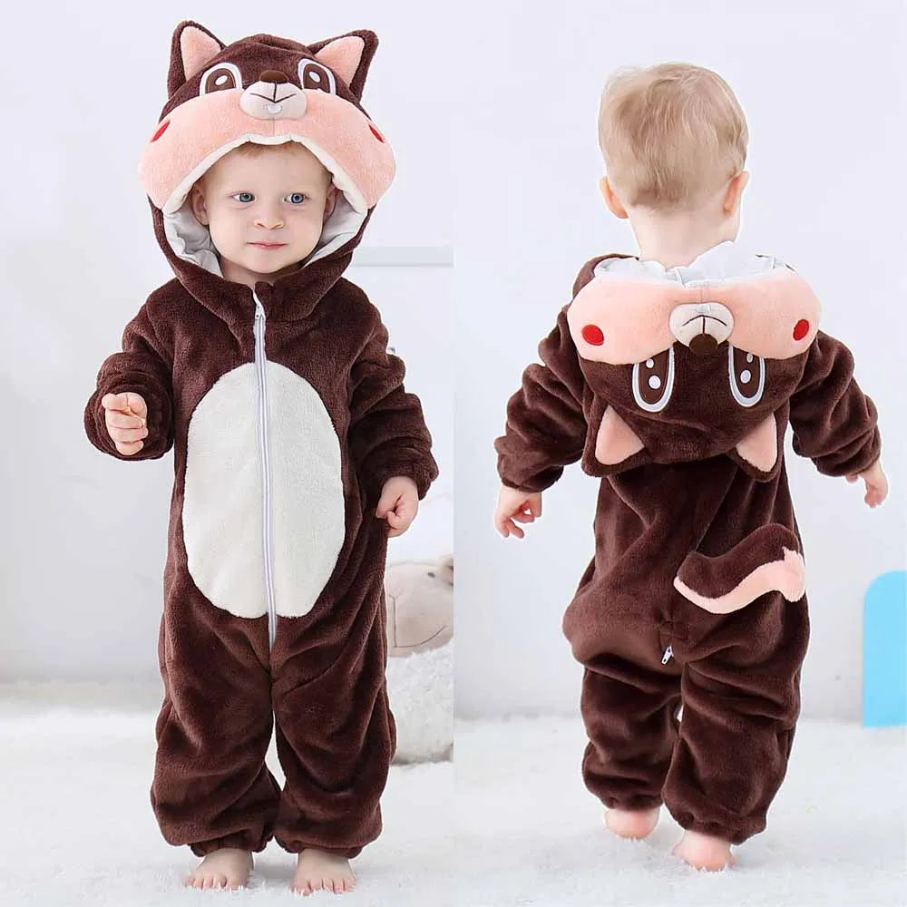 BABY HOODED ROMPER WITH ADORABLE ANIMAL