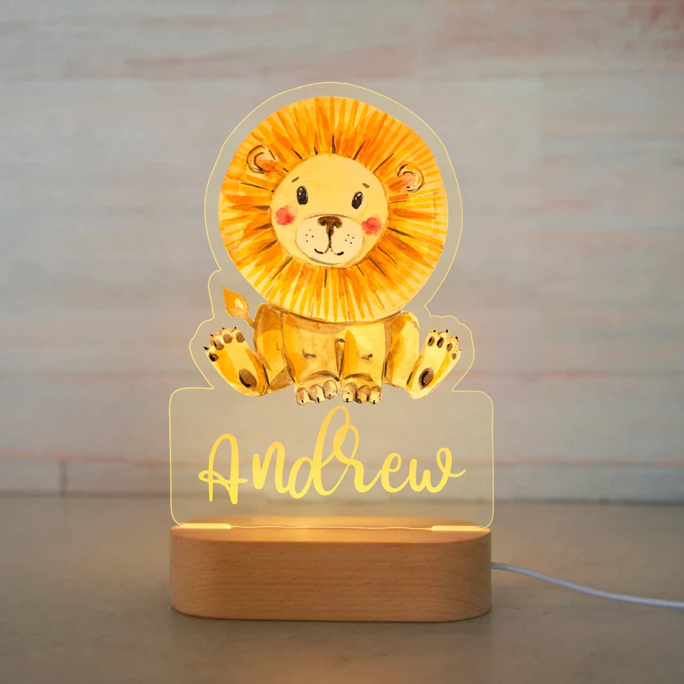 Personalized Baby Night Light with Adorable Animal Patterns