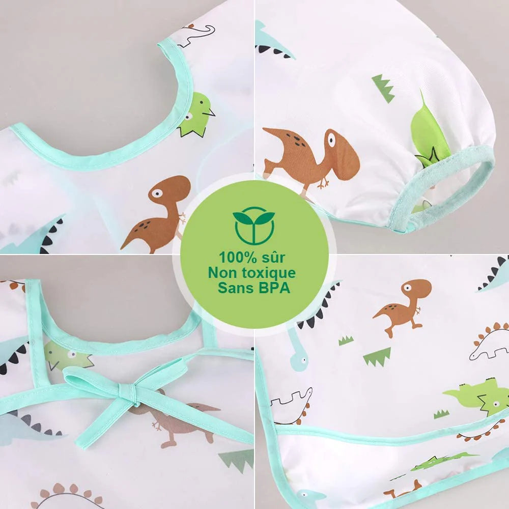 Waterproof Long Sleeve Baby Bib with Adorable Patterns for Children