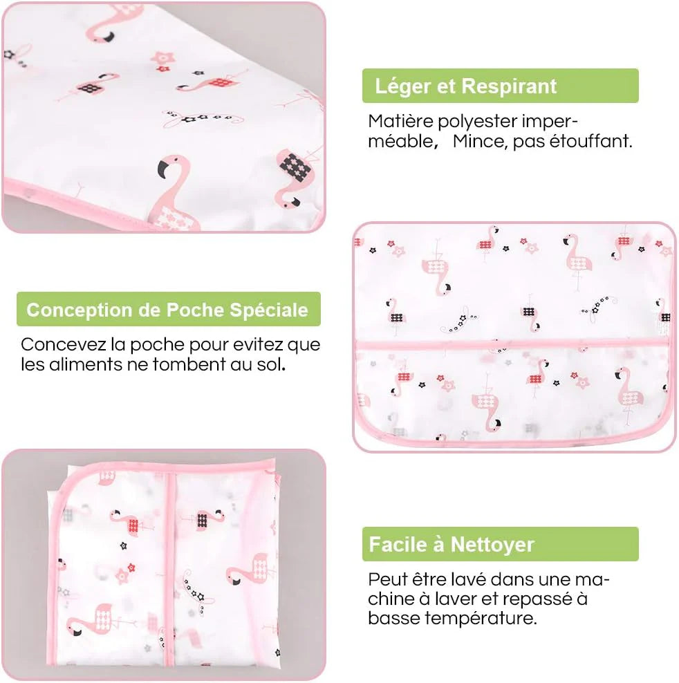 Waterproof Long Sleeve Baby Bib with Adorable Patterns for Children