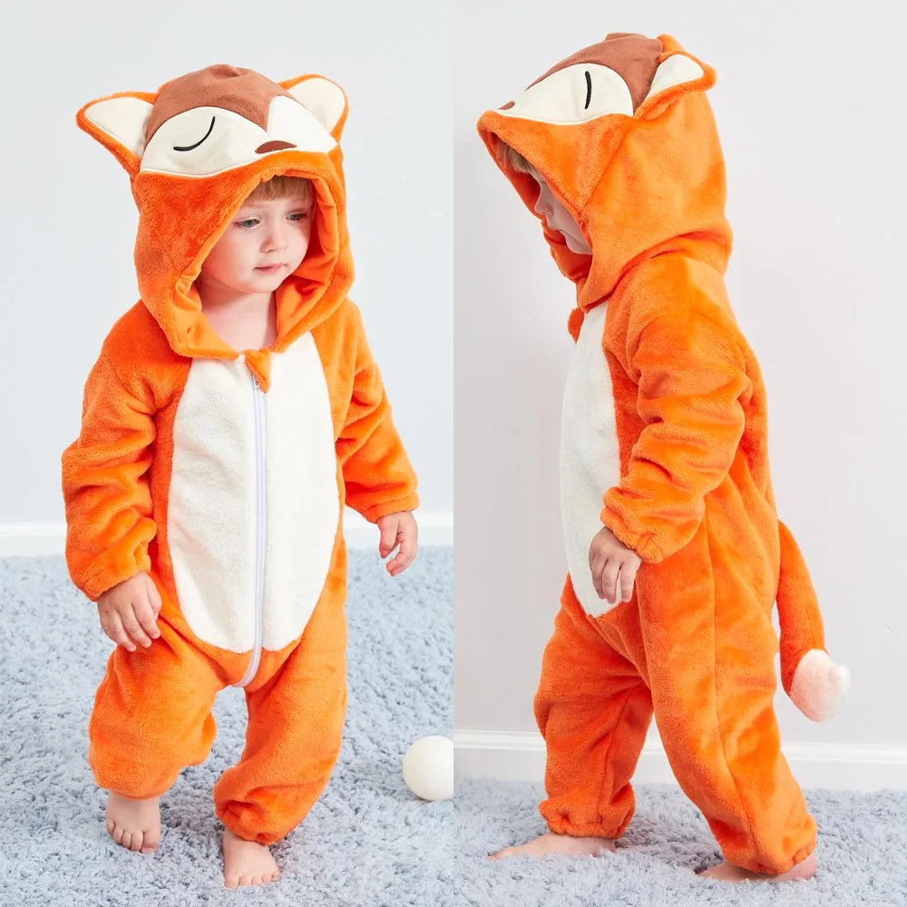 BABY HOODED ROMPER WITH ADORABLE ANIMAL PATTERNS | ANIMABODY™