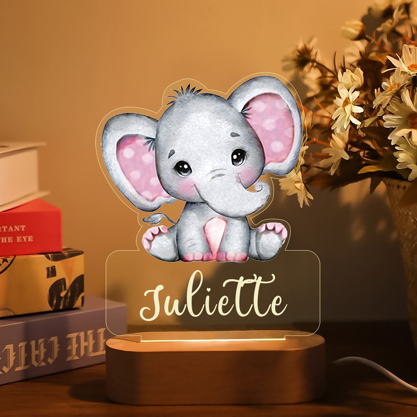 Personalized Baby Night Light with Adorable Animal Patterns