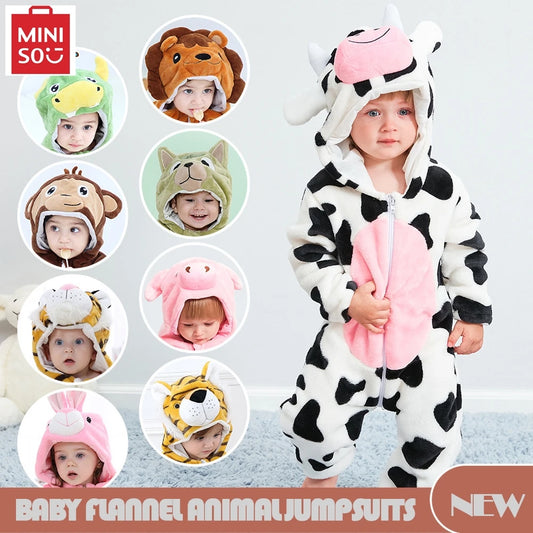 BABY HOODED ROMPER WITH ADORABLE ANIMAL PATTERNS | ANIMABODY™