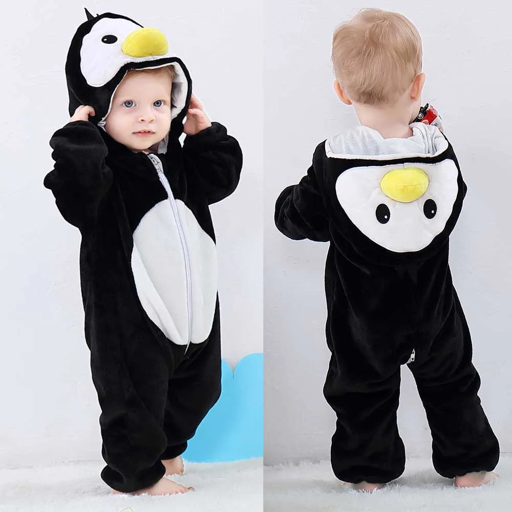 BABY HOODED ROMPER WITH ADORABLE ANIMAL PATTERNS | ANIMABODY™