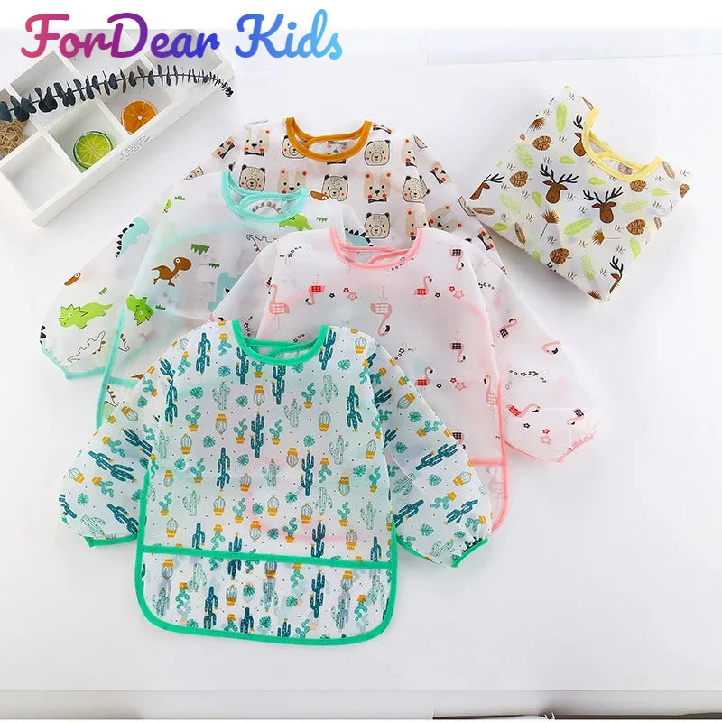 Waterproof Long Sleeve Baby Bib with Adorable Patterns for Children