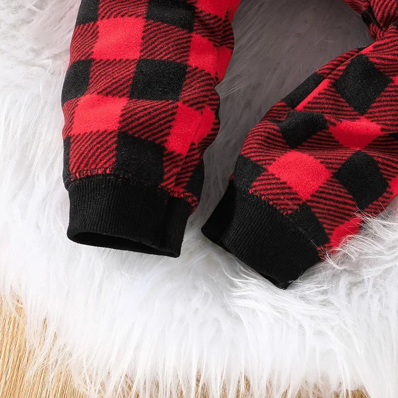 Red plaid baby romper