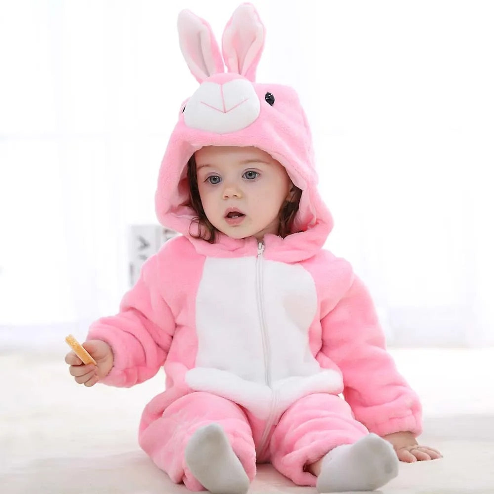 BABY HOODED ROMPER WITH ADORABLE ANIMAL PATTERNS | ANIMABODY™