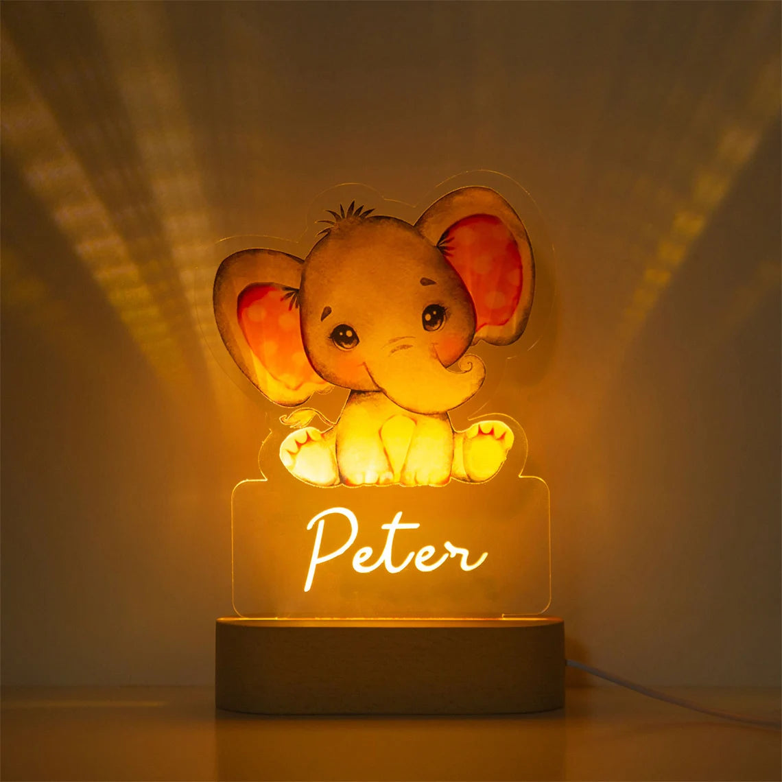 Personalized Baby Night Light with Adorable Animal Patterns