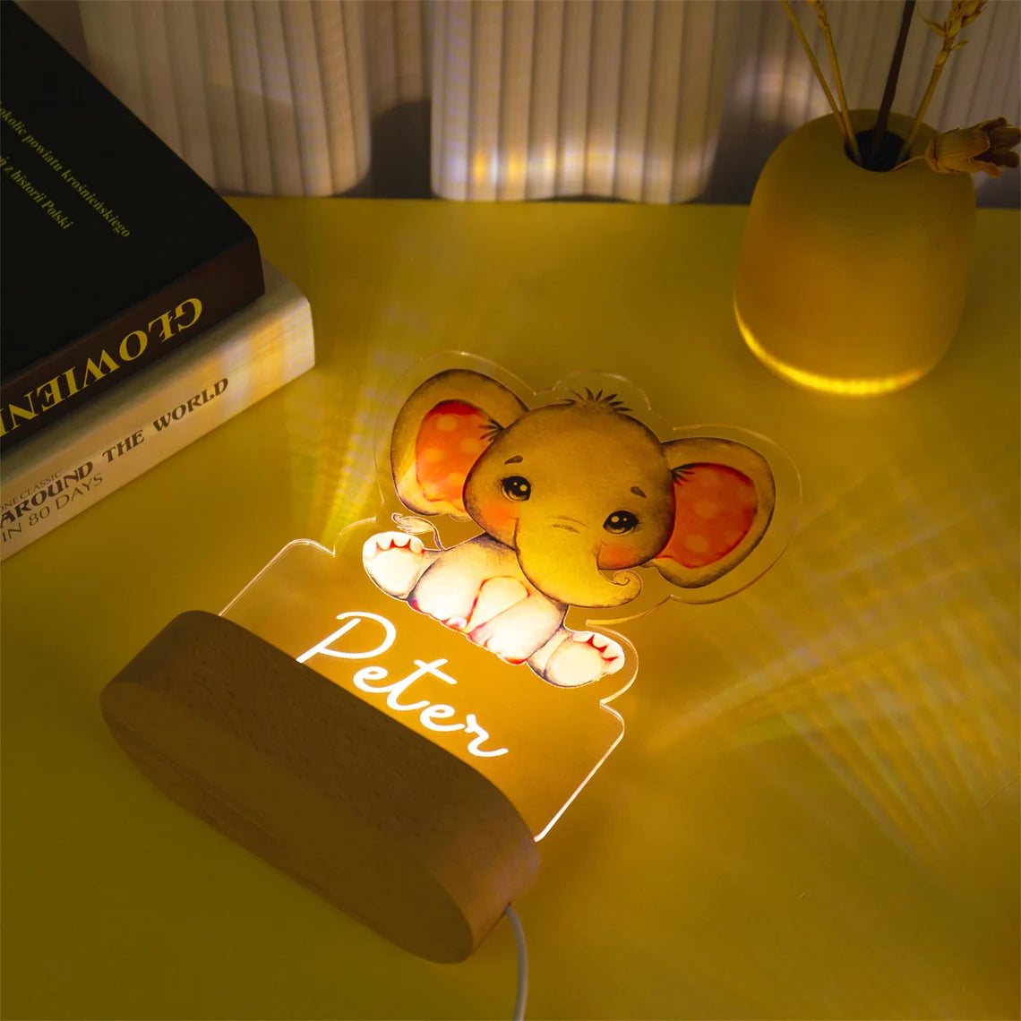 Personalized Baby Night Light with Adorable Animal Patterns