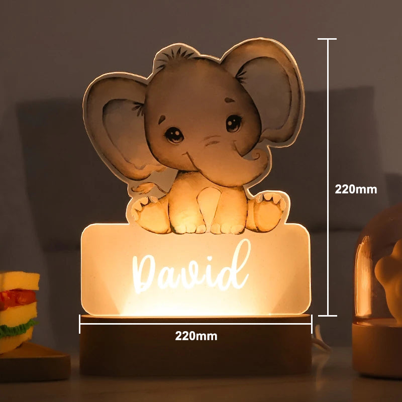 Personalized Baby Night Light with Adorable Animal Patterns